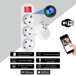 Beyaz Kablosuz 3l� Priz Wifi Gizli Kamera